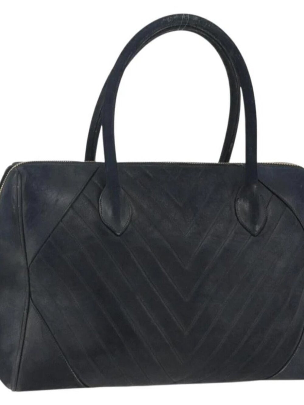 CHANEL Hand Bag Lamb Skin Black Gold CC Auth